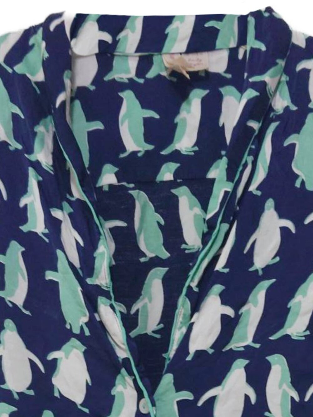 Anthropologie LyreBird 2-Piece Silky Pajama Top & Shorts Set Penguin Print - Picture 4 of 12